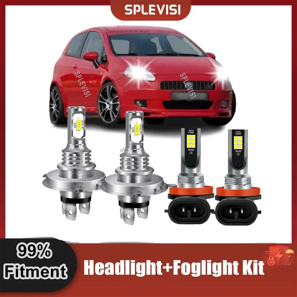 

Car LED H4 Headlight Headlmap Hi Low Beam H11 Foglamp Replace For Fiat Punto Evo 2008-2012 Sedici 2006-2014