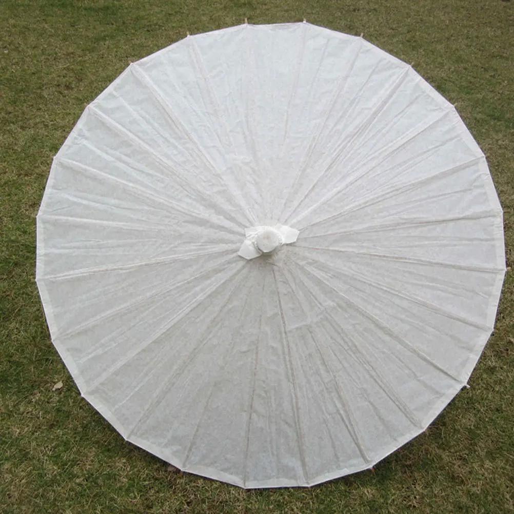 

2 Pcs Hand Blank Paper Umbrella Painting Craft White Bamboo Handmade Oil Parasol Primary School