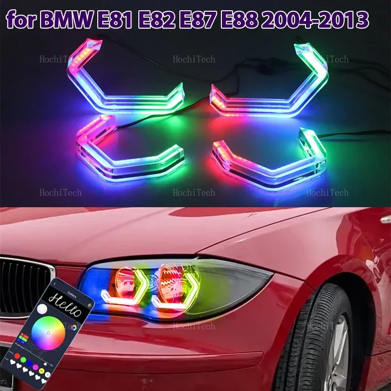 For BMW 1 series E81 E82 E87 E88 2004-2013 RGB multi colors Light Rings APP control Turn signal flashing DRL LED Angel Eyes Kit