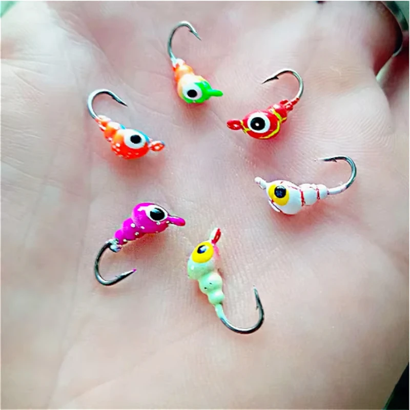 

EASYFISH6PCS/set 10#12#14# Small Ant Ice Lure Hook Winter Fishing Hook Man-Made Lure Metal Mini Lead Hook Jigging Fishing Tackle