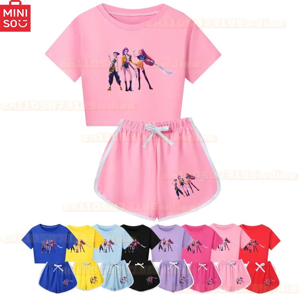 

KPop Охотники на демонов, одежда с героями мультфильмов, футболка с короткими рукавами для маленьких девочек + шорты, комплекты из 2 предметов, детская одежда, детская одежда, пижамы для мальчиков