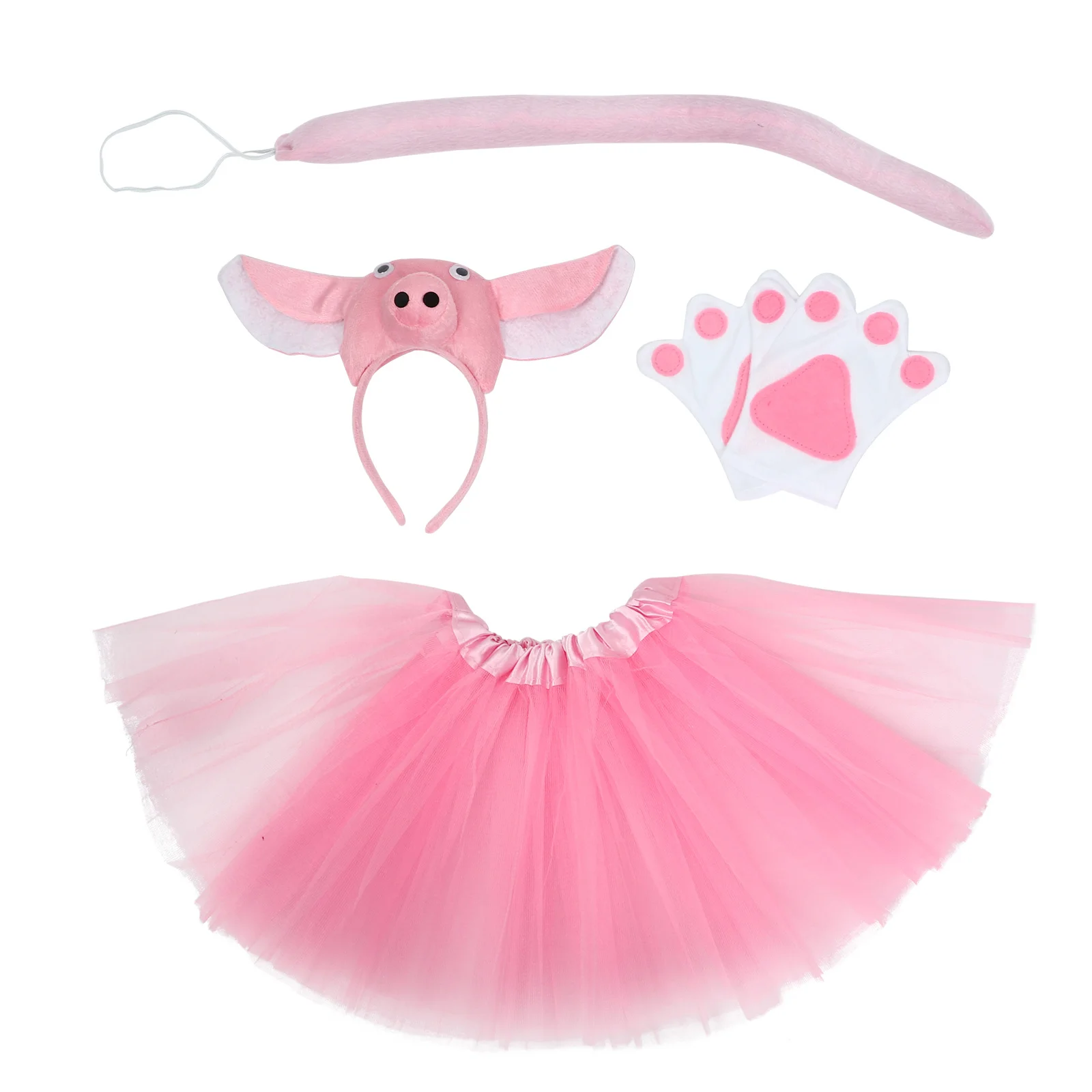 

1Set Kids Pig Headband Creative Costume Set Party Tulle Skirt Girls Halloween Performance Cosplay Clothing Gauze Skirt for Girls