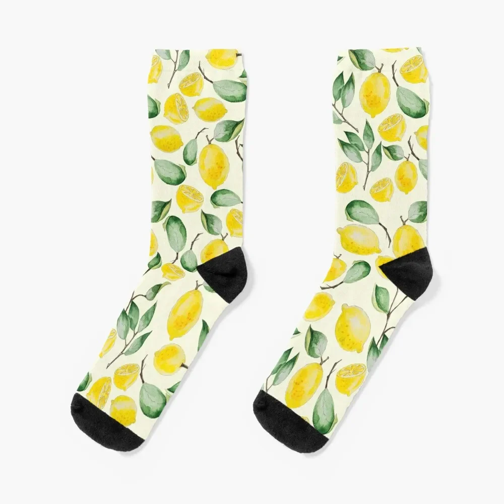 

Watercolor Lemon Pattern Socks bright garter Soccer Sports Men's Socks Luxury Women's