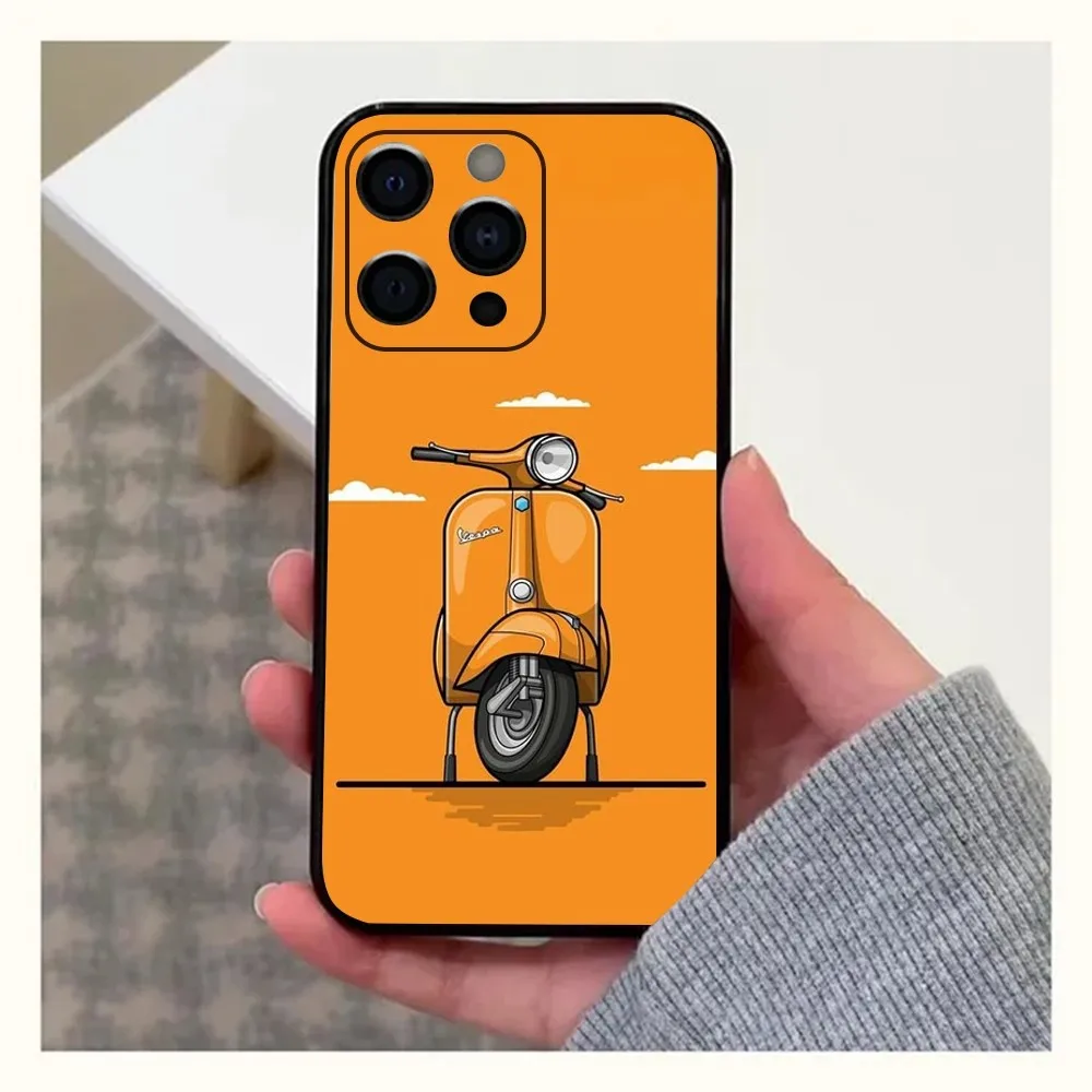 V-Vespa Scooter Motorcycle Phone Case For Apple iPhone 15,14,13,12,11,Pro,X,XS,Max,XR,Plus,Mini Soft Black Cover