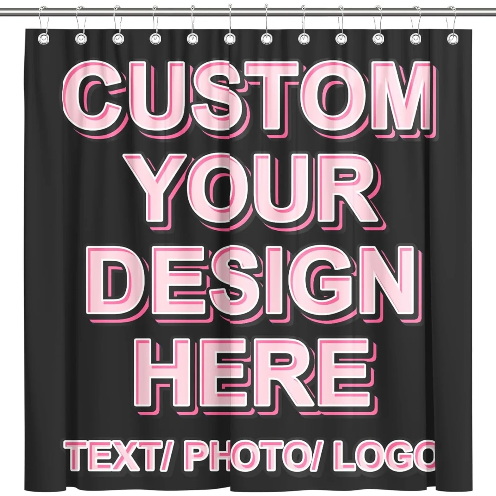 Custom Shower Curtain with Your Photo or Text for Bathroom Decor Waterproof