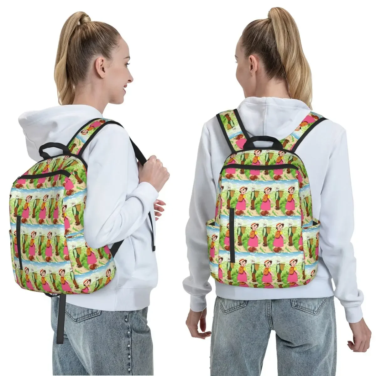 Anime Heidi Girl Of The Alps Peter Grandpa Backpack Daypack Boys Girls BookBag School Bag Shoulder Bags for Men Women