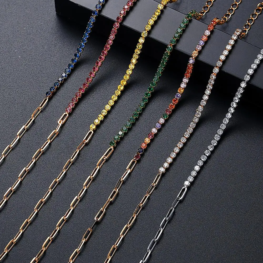 Papierowe łańcuszek z klamerką bransoletka tenisowa kobiety asymetryczne Kpop ręcznie bransoletki cyrkon Y2k akcesoria luksusowy projektant biżuteria prezent KCH076 — zdjęcie 4