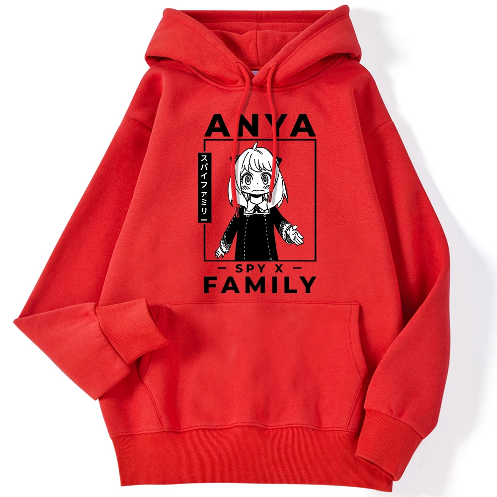 Autumn Winter Female Hoodie Anya Forger Manga-Spy X Family Art Printing Top Pocket Drop Sleeves Strecth Cartoon Woman Clothing