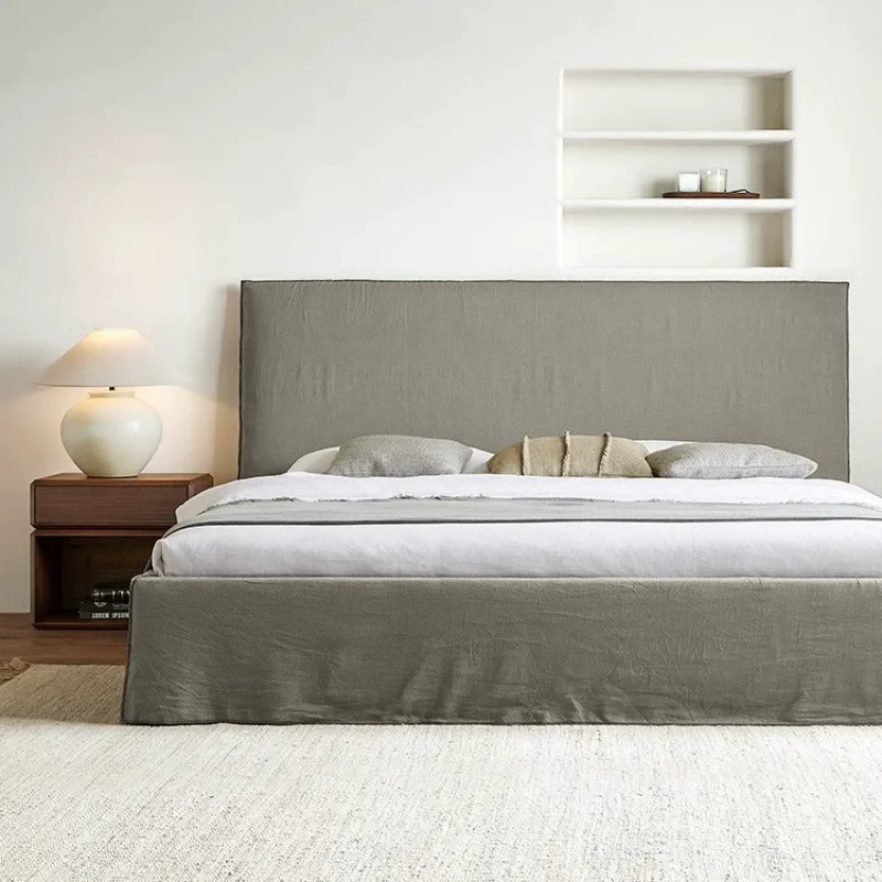 

Роскошная кровать королевского размера в европейском стиле для спальни, высококачественная массив дерева с мягким регулируемым изголовьем, современный дизайн