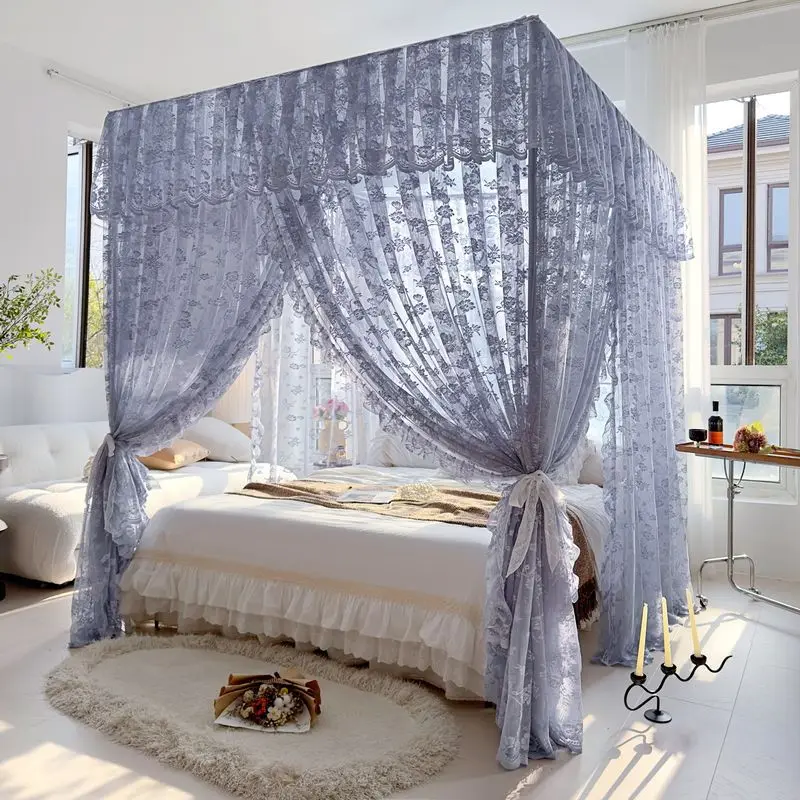 

Princess style French light luxury lace mosquito net floor-to-ceiling yarn bedroom mosquito-proof sleeping net four seasons