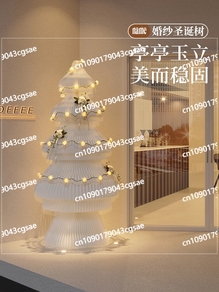 Eighteen Paper Decorative Christmas Tree Large Ornament Commercial Luminous Christmas Tree Foldable Storage Light Nordic Style