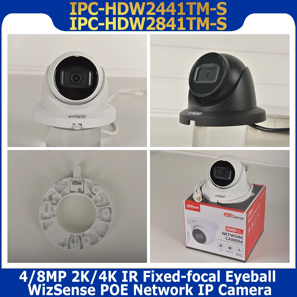 الأصلي داهوا 4MP IPC-HDW2441TM-S & 8MP IPC-HDW2841TM-S WizSense POE شبكة IP كاميرا IR 30M MIC SD فتحة SMD زائد IVS H.265