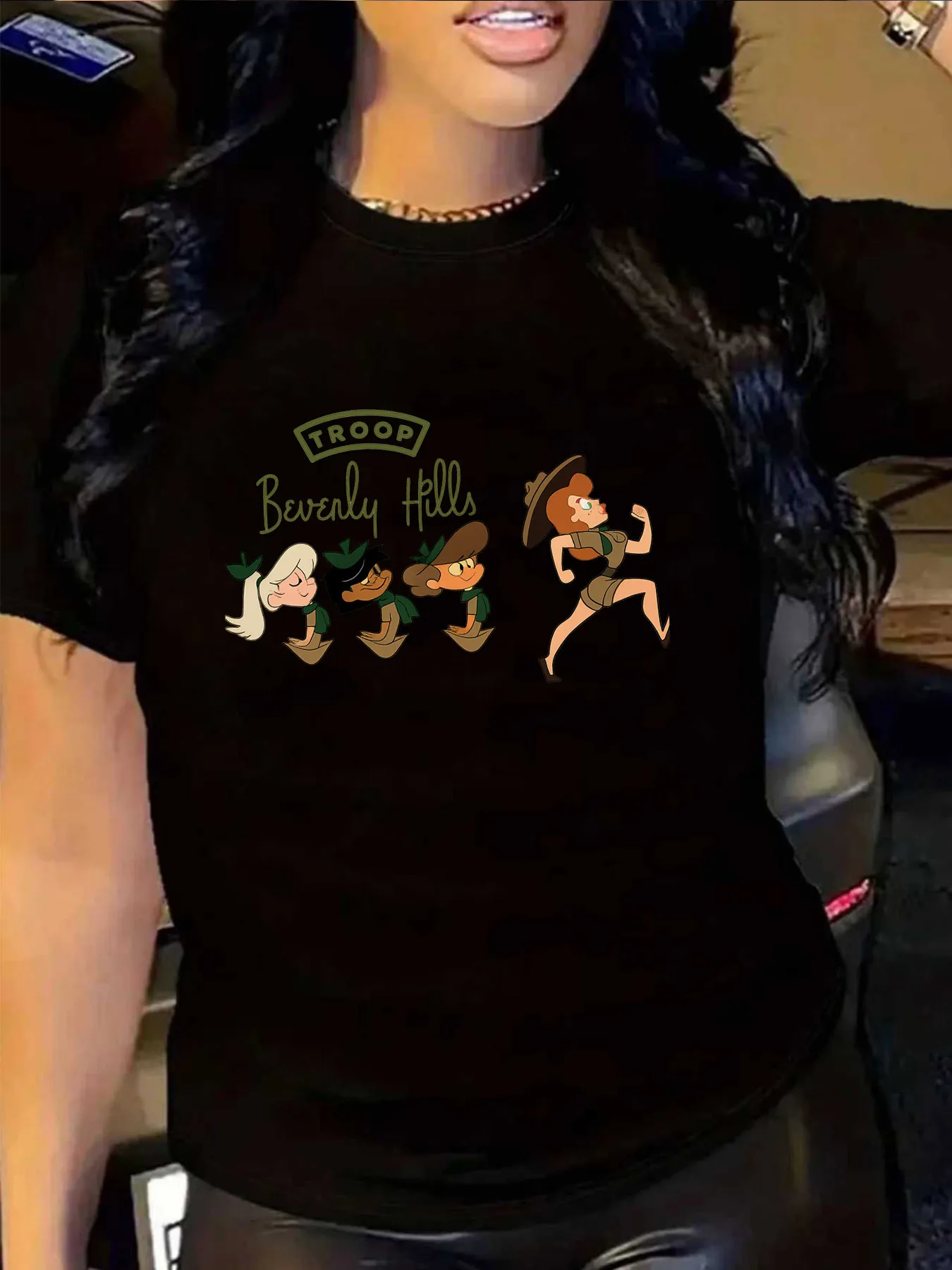 

【1025480】Женская футболка больших размеров с круглым вырезом и короткими рукавами, эластичными полурукавами и модными принтами