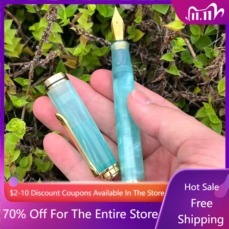 

ADMOK M800 J800 800 Fountain Pens Resin Piston Ink Pen Acrylic No.6 Schmidt Nibs M B 0.5F Writing Pen Stationery Free Case