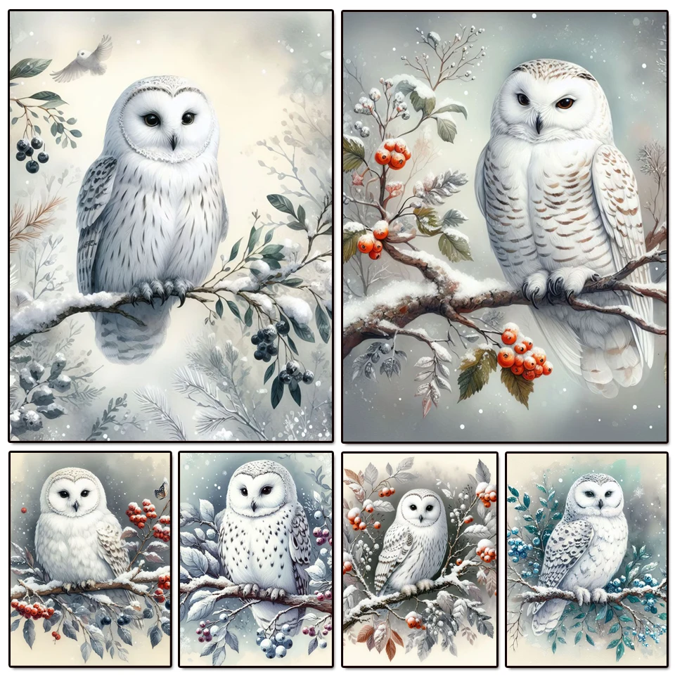 DIY Diamond Painting New Collection Animal Embroidery Winter Snow Owl Full Diamond Mosaic Creative Hobbies Wall Decor for Home