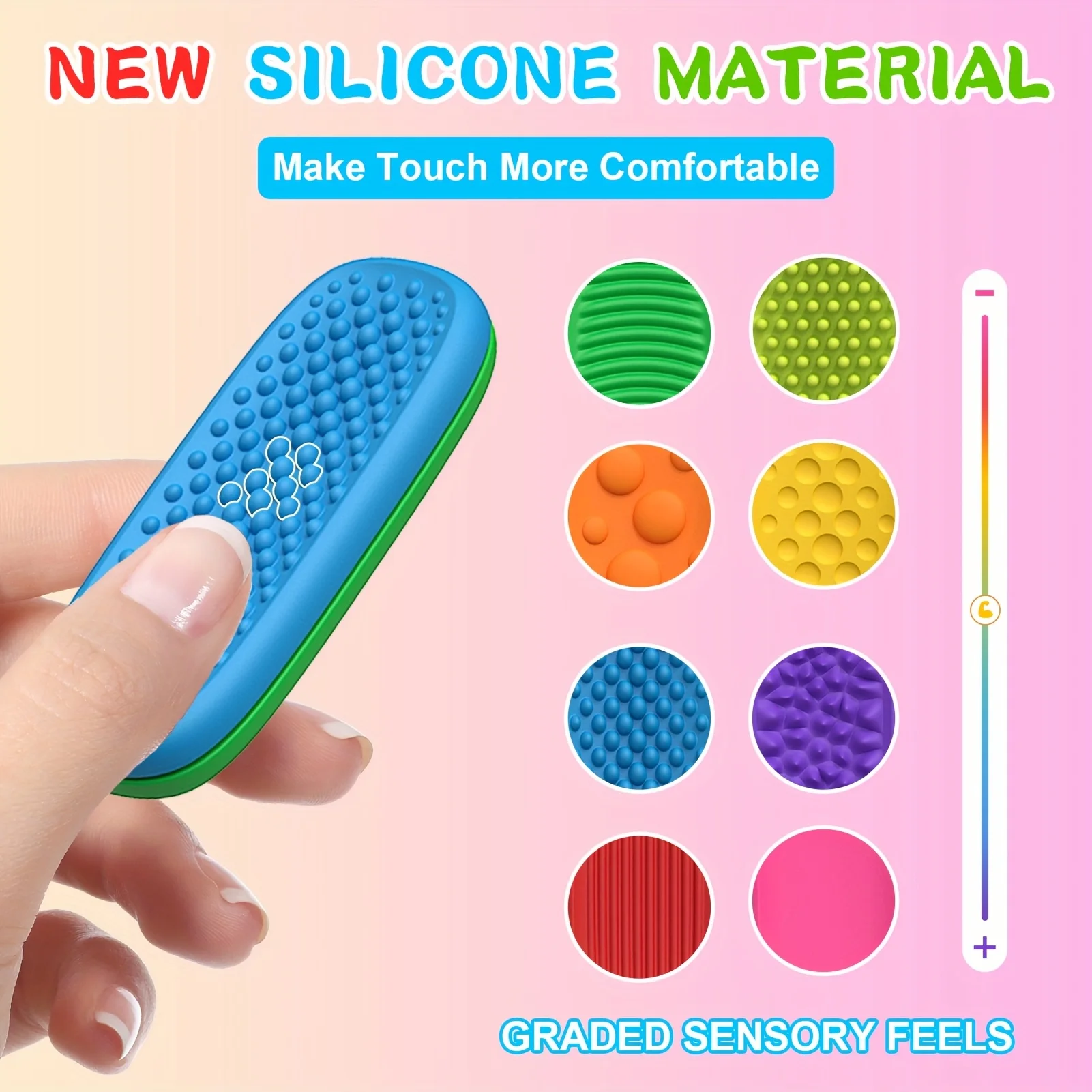 Kit de pulsera sensorial, juguetes antiestrés para adultos, piedra sensorial de silicona texturizada para autismo, niños, calmante, juguetes para aliviar el estrés