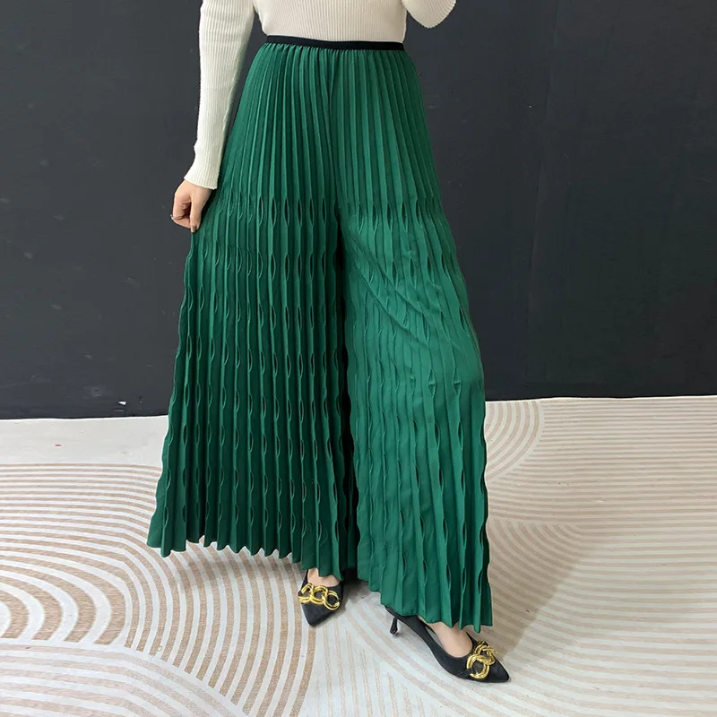 مياكي طيات 2026 الربيع والصيف جديد عالية الخصر واسعة أرجل السراويل الإناث مائة فضفاضة ساحات كبيرة عالية الخصر بنطلون #2