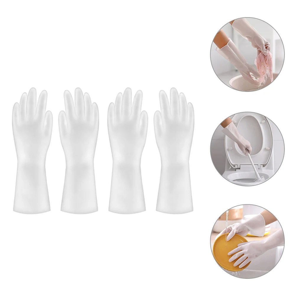 2 Pairs Dishwashing Gloves Large Cleaning Emulsion Water Proof for Dishes Kitchen Latex