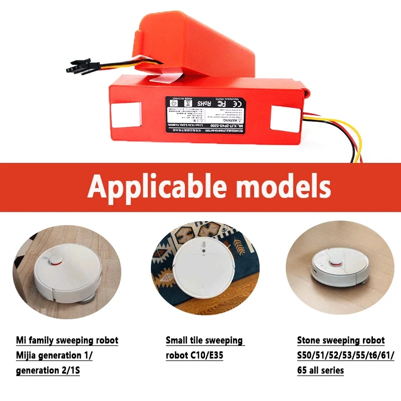 14.4V 12800mAh Robotic Vacuum Cleaner Replacement Battery For Xiaomi Roborock S55 S60 S65 S50 S51 S5 MAX S6 Parts