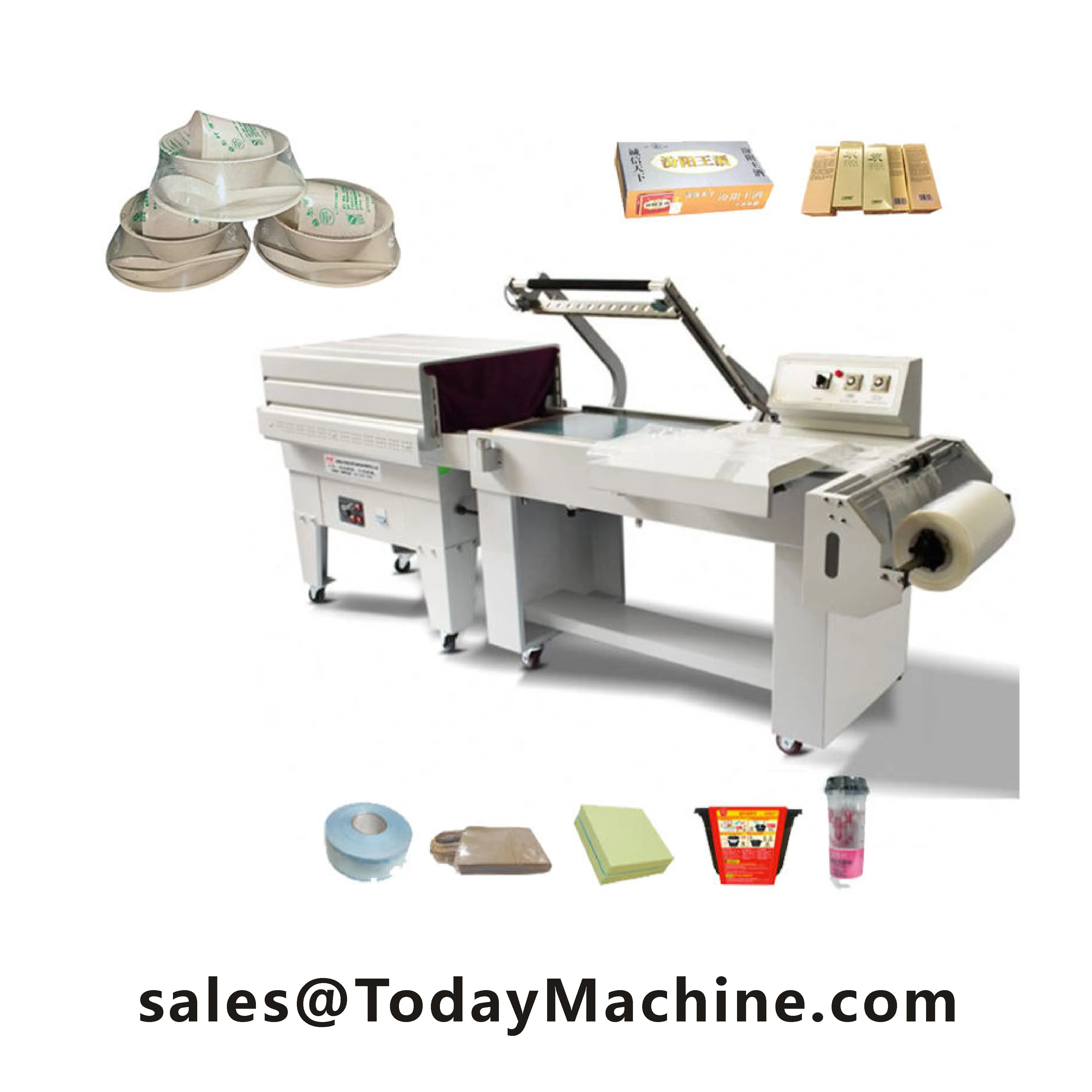 L Bar Sealer POF/PVC Film Shrink Wrapping Machine with Heat Tunnel