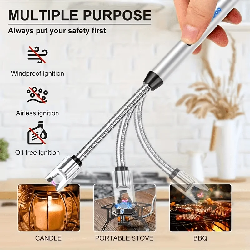2PCS/3PCS Flameless 360° Plasma Pulse Lighters USB Rechargeable Arc Igniter, Outdoor BBQ Camping & Kitchen Stove Tool