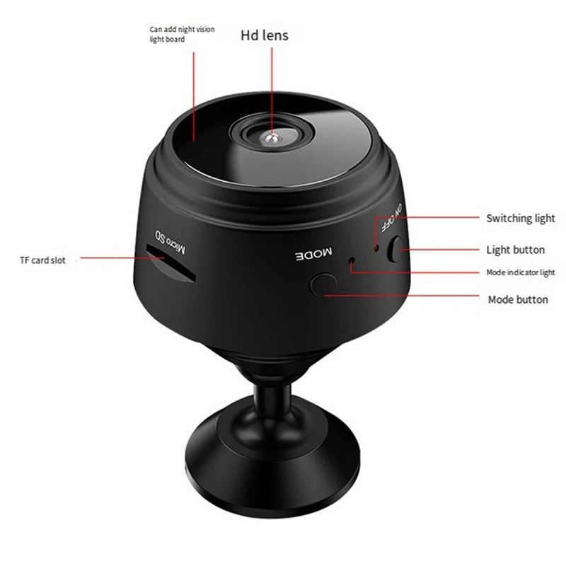 A9 Camera Wifi Camera Home HD Security Camera Outdoor Sports Camera Webcam Black
