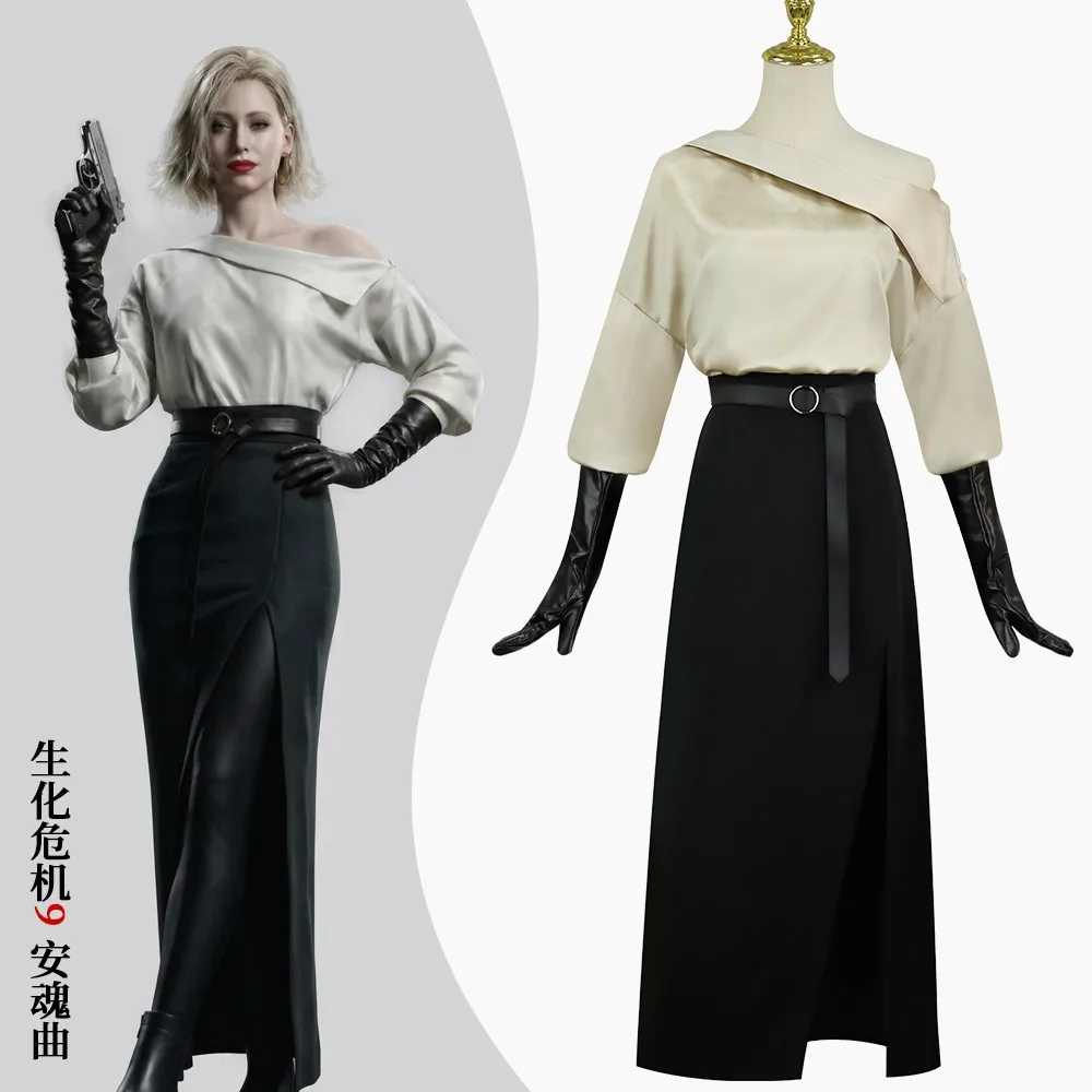 

Game Resident Evil Requiem Grace Ashcroft Cosplay Costume Black Suit Dress Adult Women Halloween Comic Con Game Carnival Outfit