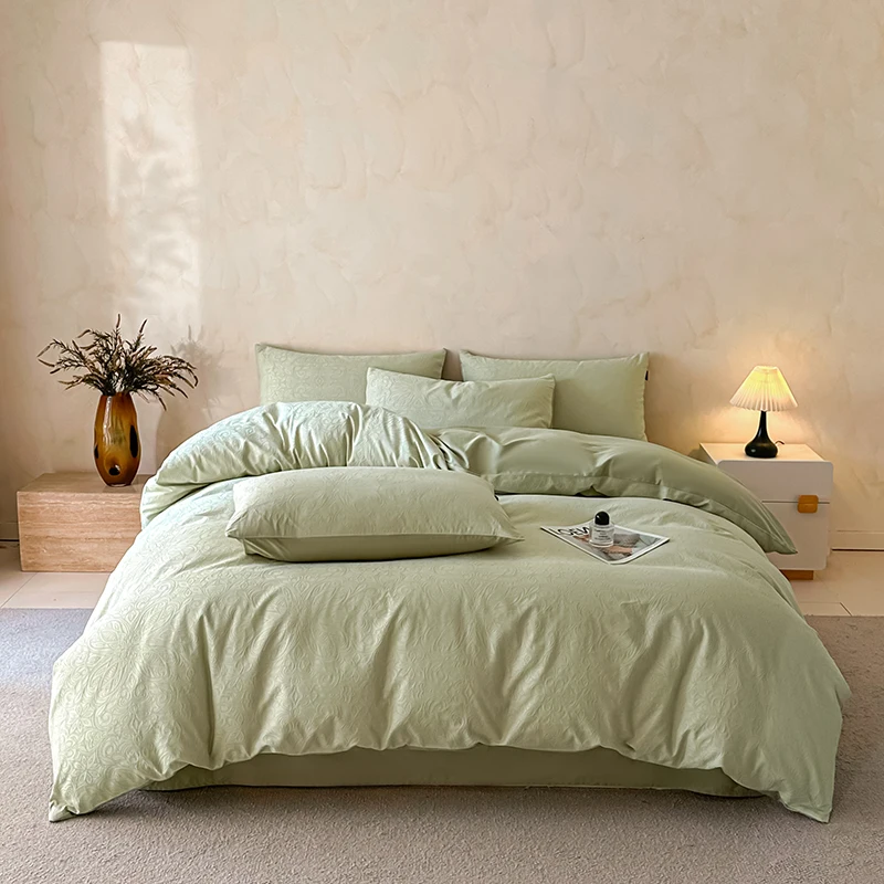 A-Class Pure Cotton Jacquard Bedding Set Single Double Queen King Size Duvet Cover Bedsheet Pillowcase Luxury Quilt Cover Set