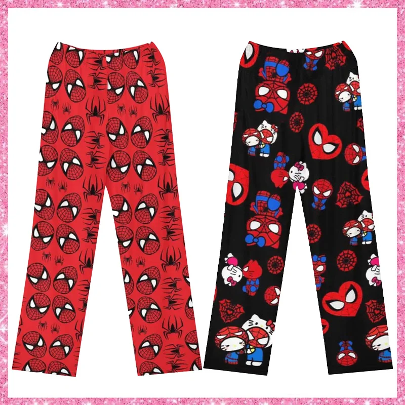 

Hello Kitty Spider-man Cotton Loose Ladies Pajama Pants Pyjama Trousers Women Men Cartoon Sleep Bottoms Lounge Wear Girl Sleep