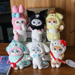 Kawaii Sanrio Plush Keychain Pendant Cartoon Mofusand Shark Cat Cross-Dressing Hello Kitty Kuromi doll stuff Backpack Decor Toys