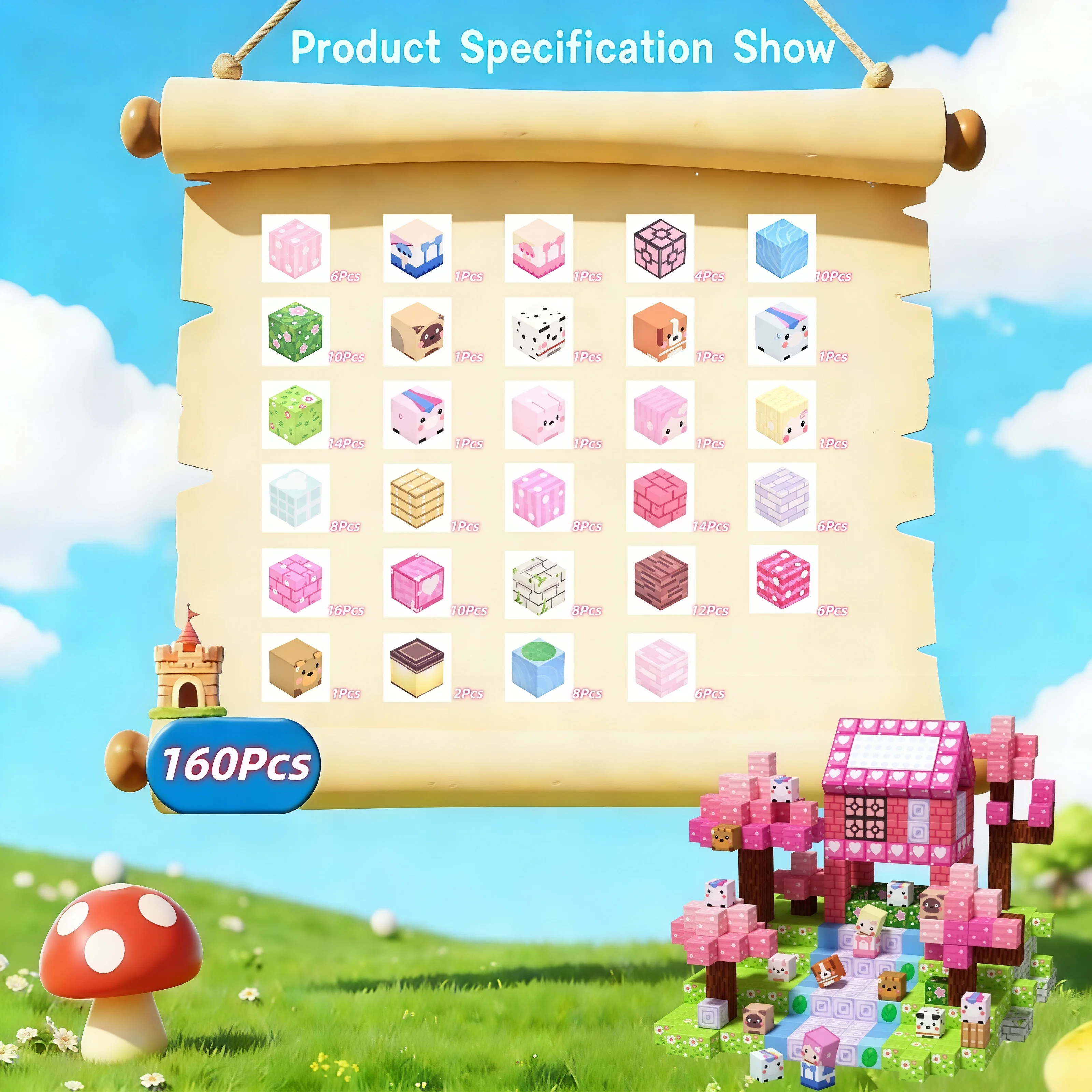 Magnetische blokken Cherry Blossom Paradise Series Food grade ABS DIY architectonisch speelgoed voor kinderen van 3, plus ideaal lentecadeau