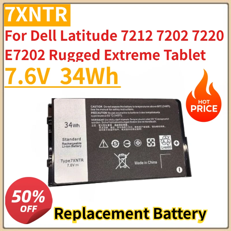 

High Quality New 7.4V 34Wh Laptop Battery 7XNTR for Dell Latitude 7212 7202 7220 E7202 Rugged Extreme Tablet