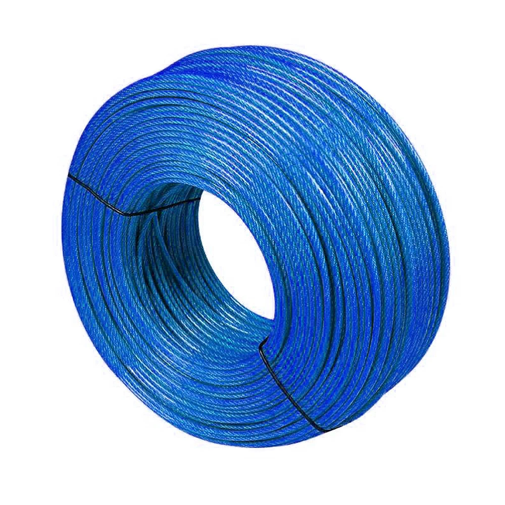 1-6mm Blue PVC Steel Wire Rope 304 Stainless Steel Handling Suspension Steel Cable Rope for Guardrail Suspension Handling 5-100M