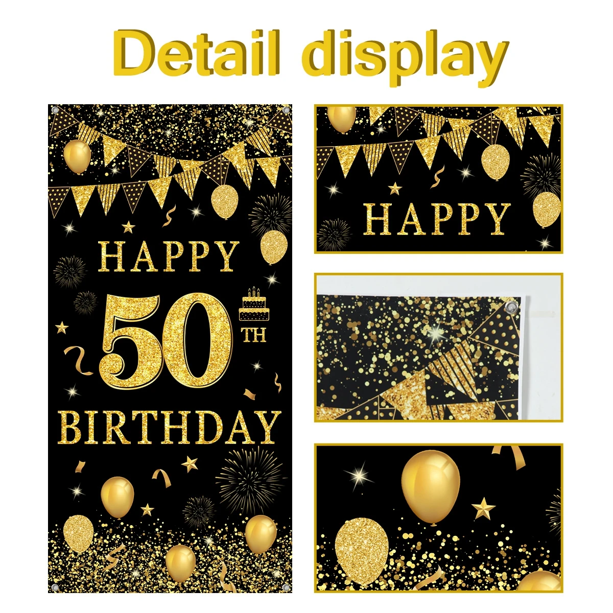 Black Gold Flag Door Hanging Banner 18th 30th 40th 50th Birthday Party Decorations Adult 30 40 50 60Year Birthday Party Supplies