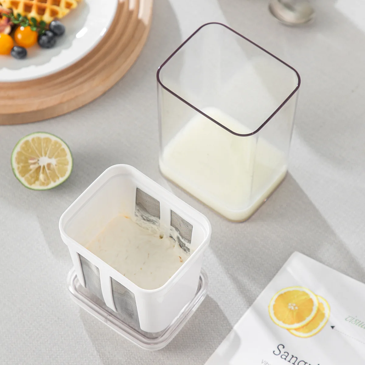 Filtro inoxidable sin carcasa, separador de suero, colador reutilizable para leche y yogur, colador rápido, filtro de humedad para alimentos de cocina