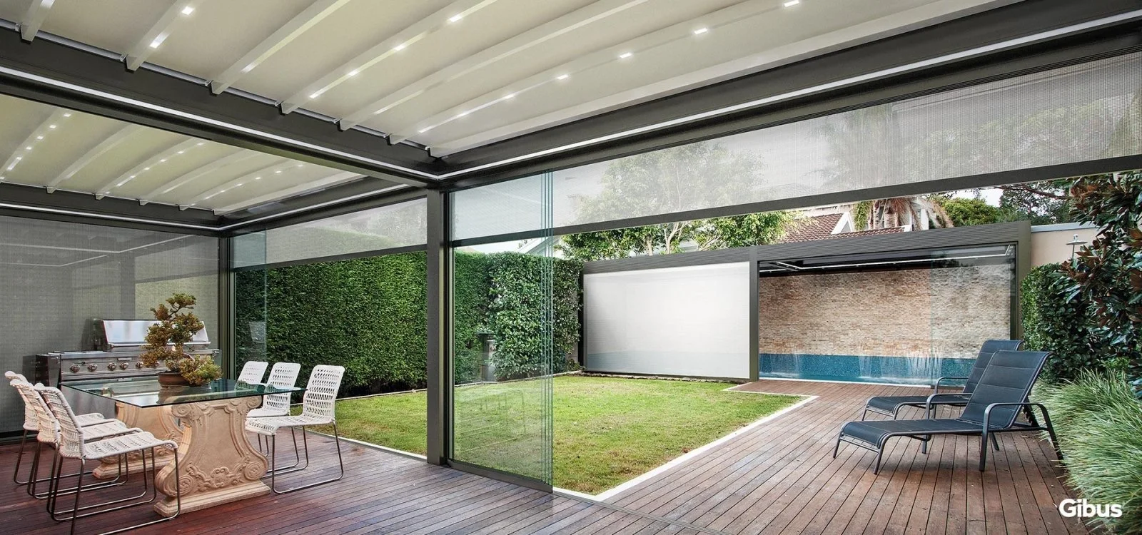 Unique Design Swimming Pool Retractable Pergola Awning Roof Retractable PVC Shade