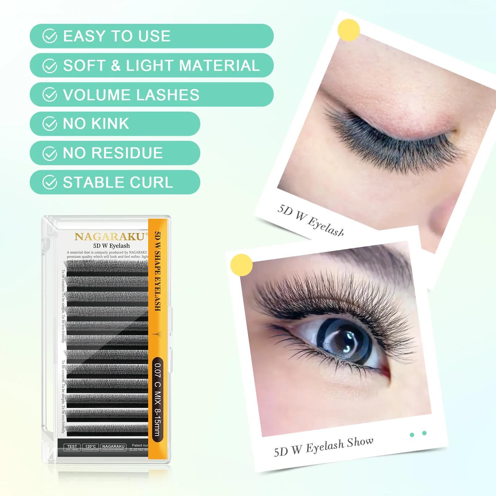 NAGARAKU 5D W Shape Pro Max Premade Volume Fans Eyelash Extensions Bundle Eyelashes Clover Bloom Autofan Mesh False Lashes