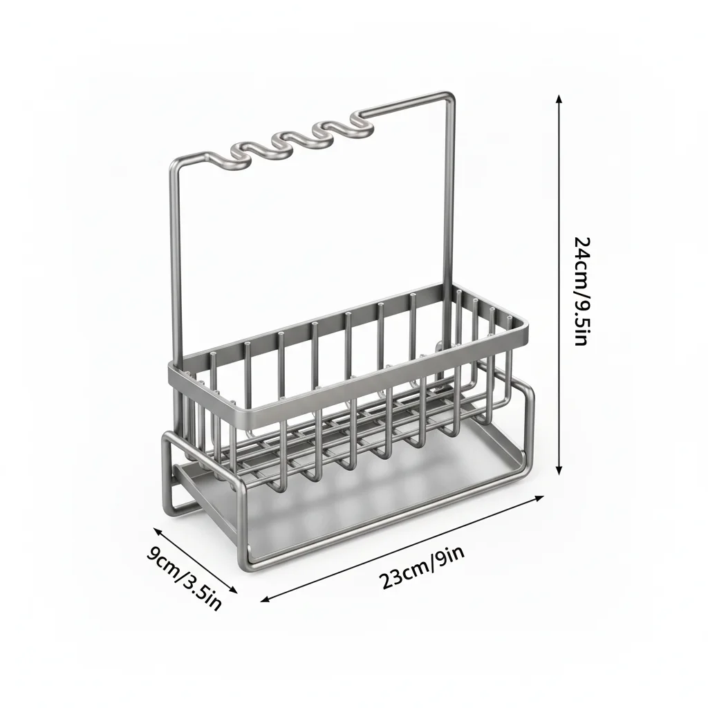Space Saving Kitchen Sink Dish Rack Sponge Holder Water Drain Basket Countertop Storage Organizer for Cleaning Kitchen Supplies