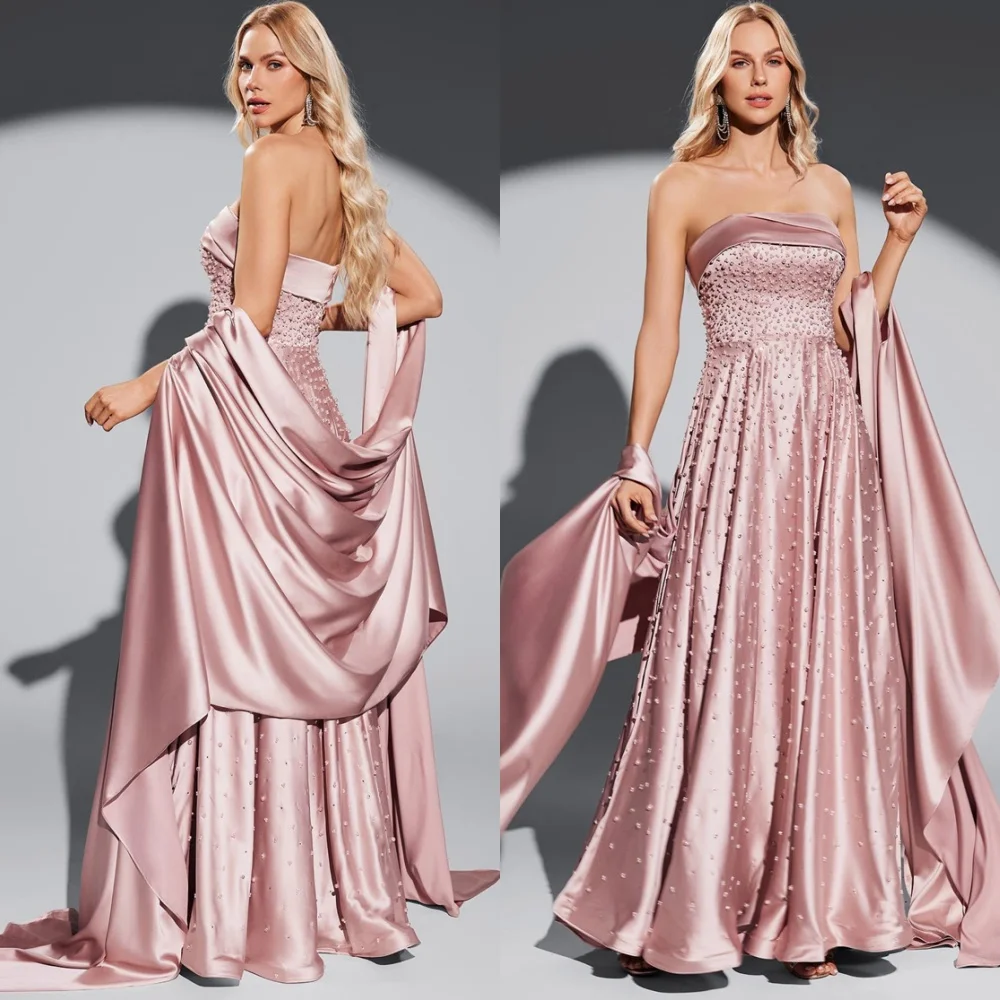 

Классические атласные вечерние платья по индивидуальному заказу, темпераментные платья знаменитостей без бретелек без рукавов, современные вечерние платья со шлейфом