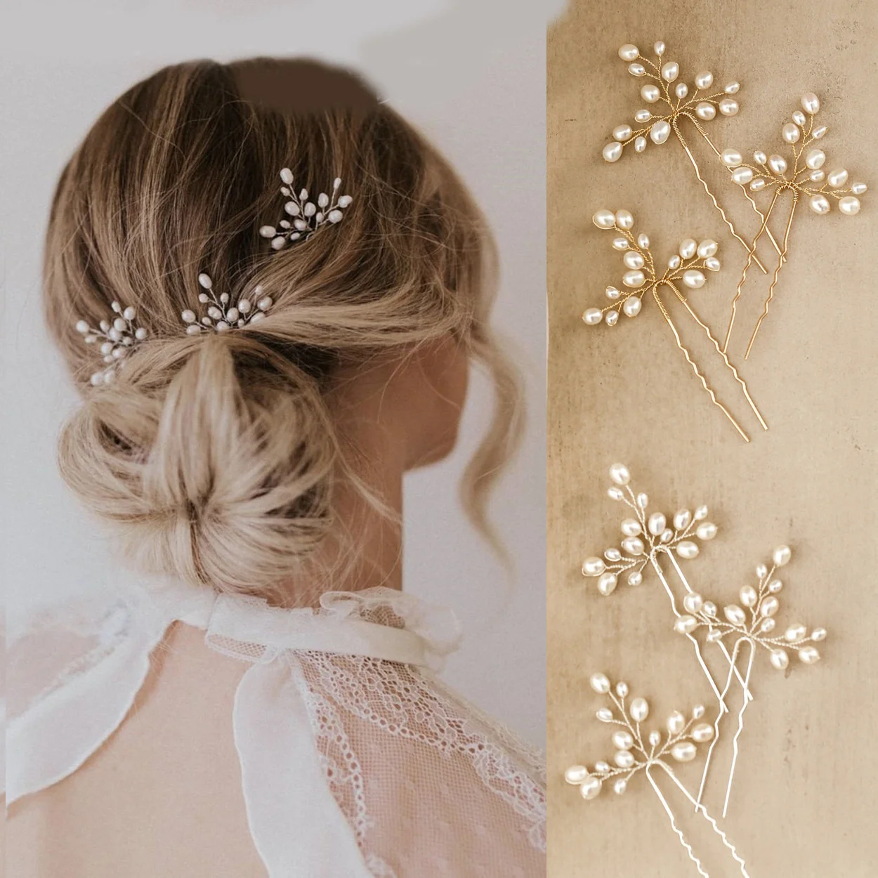 3 Pieces of Pearl Hair Clips, Bridal Hair Accessories, Handmade Silver/Gold Wedding Hair Clips, Party Hair Accessories for Women and Girls