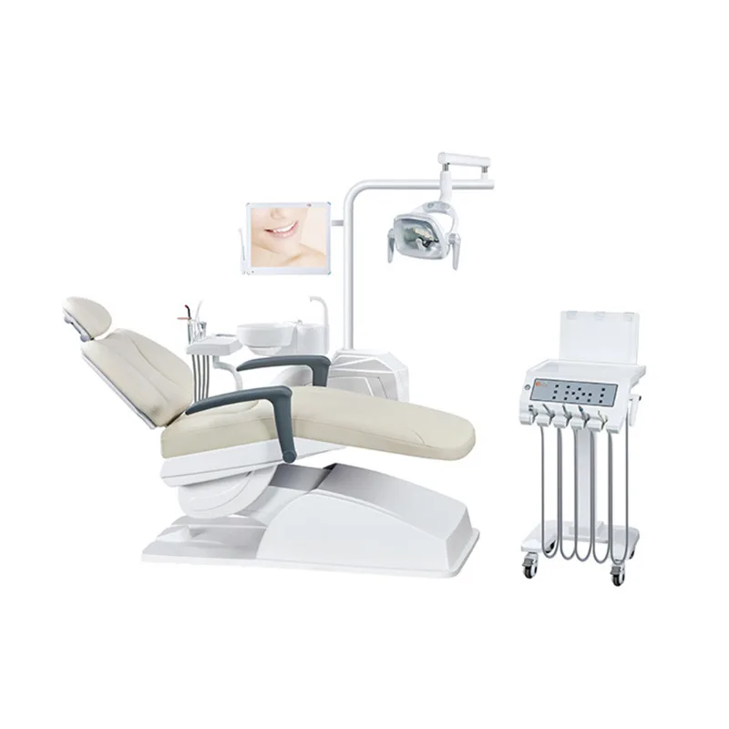 Dental Chair Unit, Oral Comprehensive Treatment Unit with LED Light & Suction System, Dental Treatment Table for Clinic