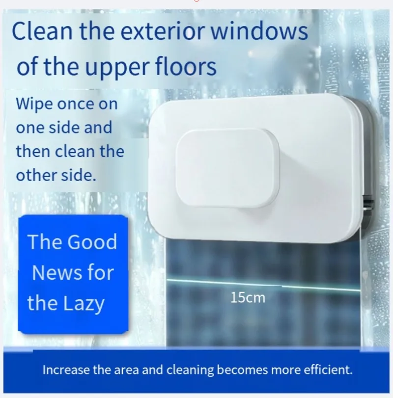 Indoor Operated Double-sided Glass Wiper, Clean Both Sides Simultaneously, Suitable for Home, Hotel and More Places