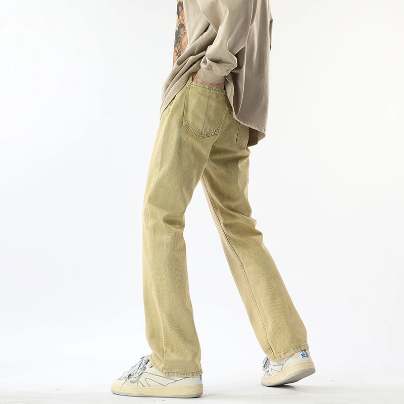 

Мужские джинсы Harlan, весенне-осенние, тонкие, прямые, повседневные, длинные брюки, американские ретро-джинсы в стиле High Street, синие, молодежная одежда