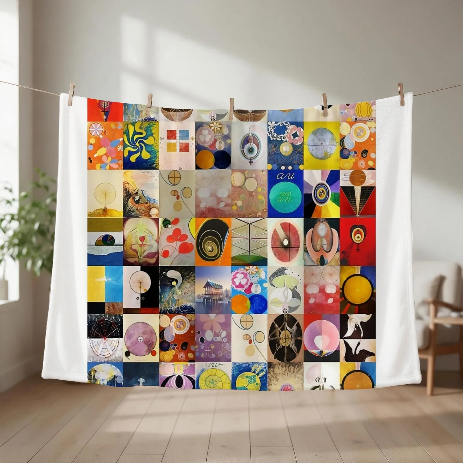 A Collage of Hilma af Klint Artwork Throw Blanket couch cozy soft plush fuzzy picnic outdoor blanket
