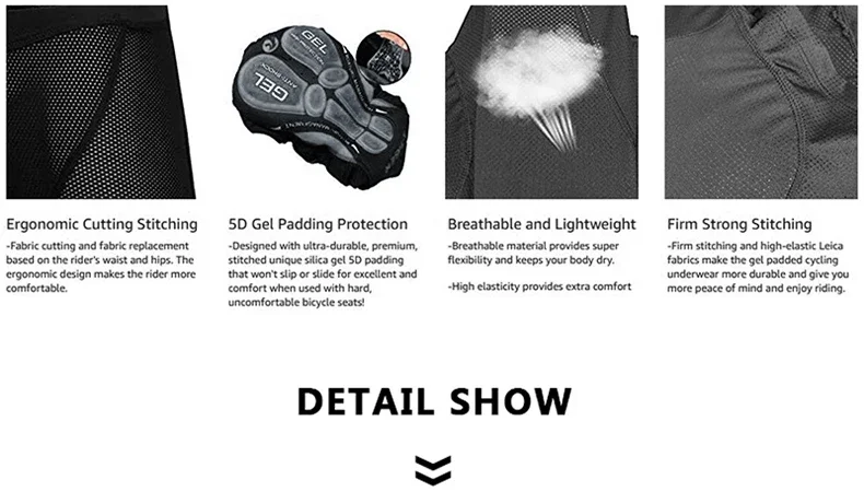 X-TIGER Herren-Radunterwäsche mit 5D-Gel-gepolstertem MTB-Boxer-Radhose, Rennrad-Unterwäsche, Fahrradausrüstung – Detail 6