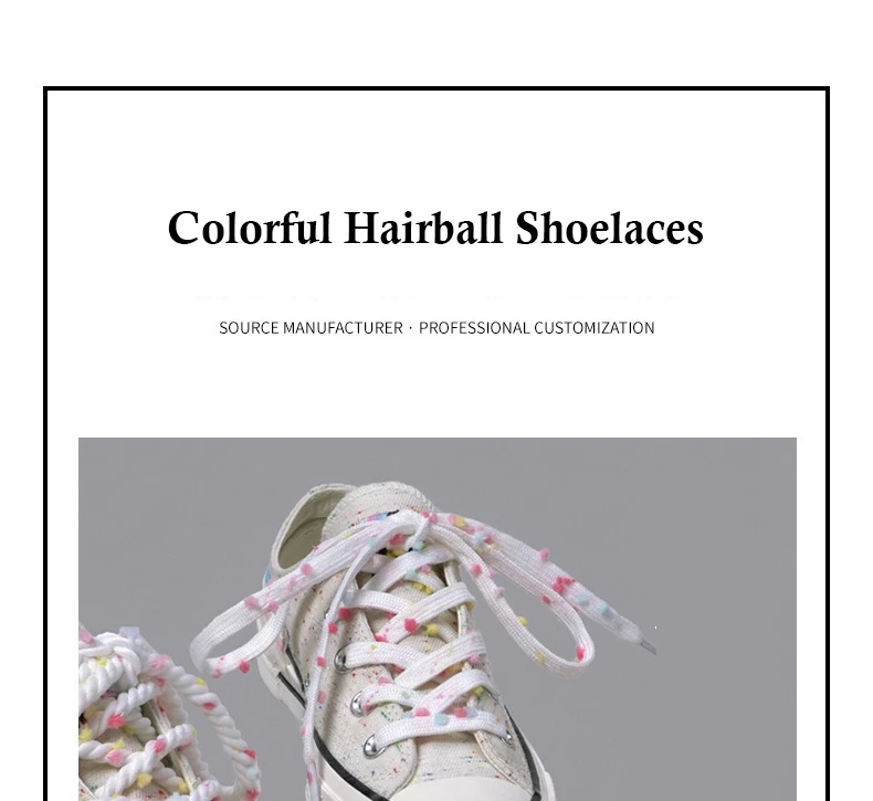 Neue runde Regenbogen-Haarball-Schnürsenkel für Schuhe, flache Schnürsenkel, bunte Dopamin-Schnürsenkel für Sneaker, passend für Damen und Herren, 1 Paar – Detail 1