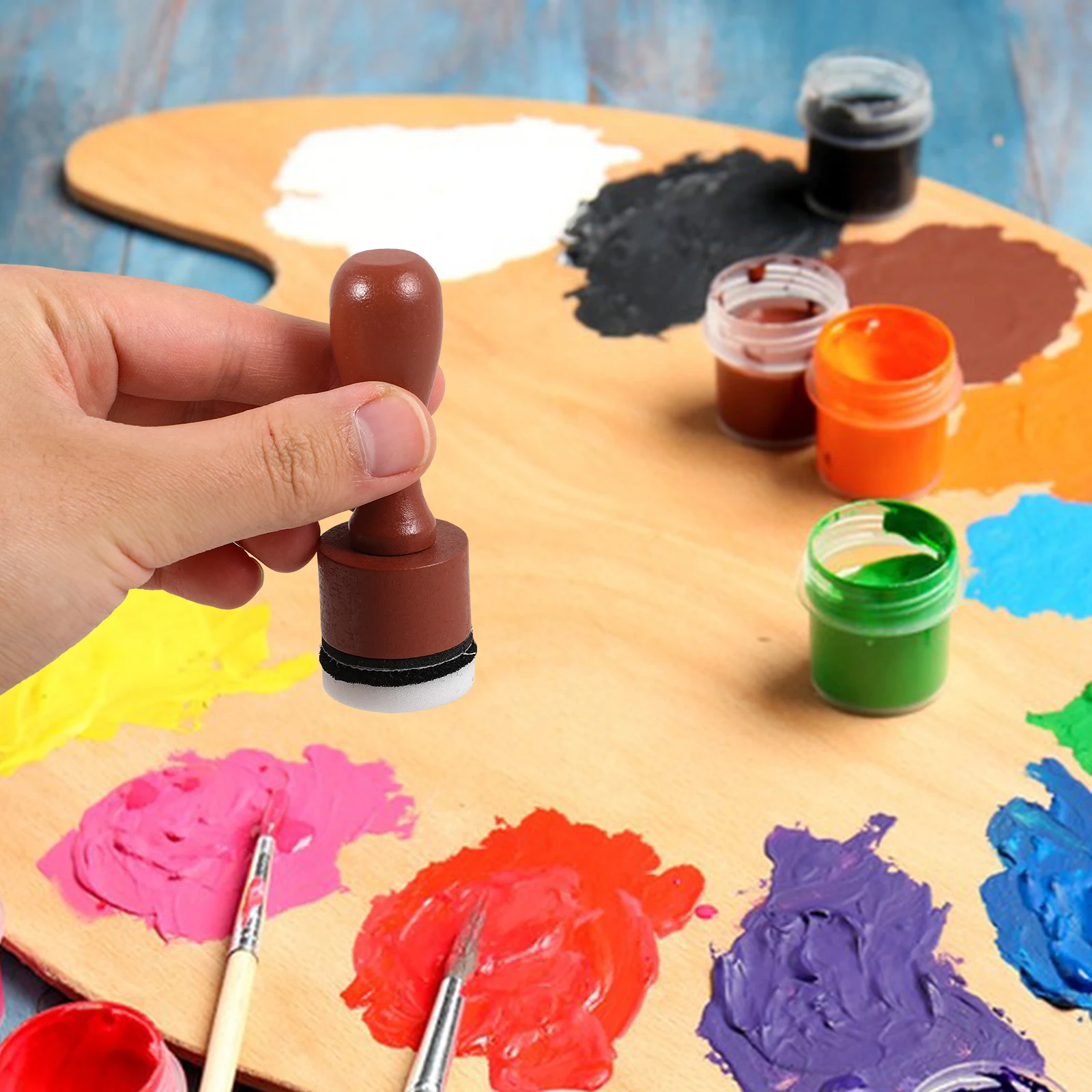 

Mini Ink Circular Foam Pads 2 Flat Sponges Blending Brushes For Card Making Wooden Color Card Making Art Art Supplies Supplies