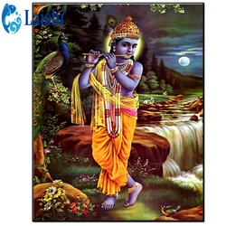 5D DIY Krishna Nada playing flute, beautiful Hinduism Diamond Painting Full Square/Round Drill Diamond Embroidery Home Decor