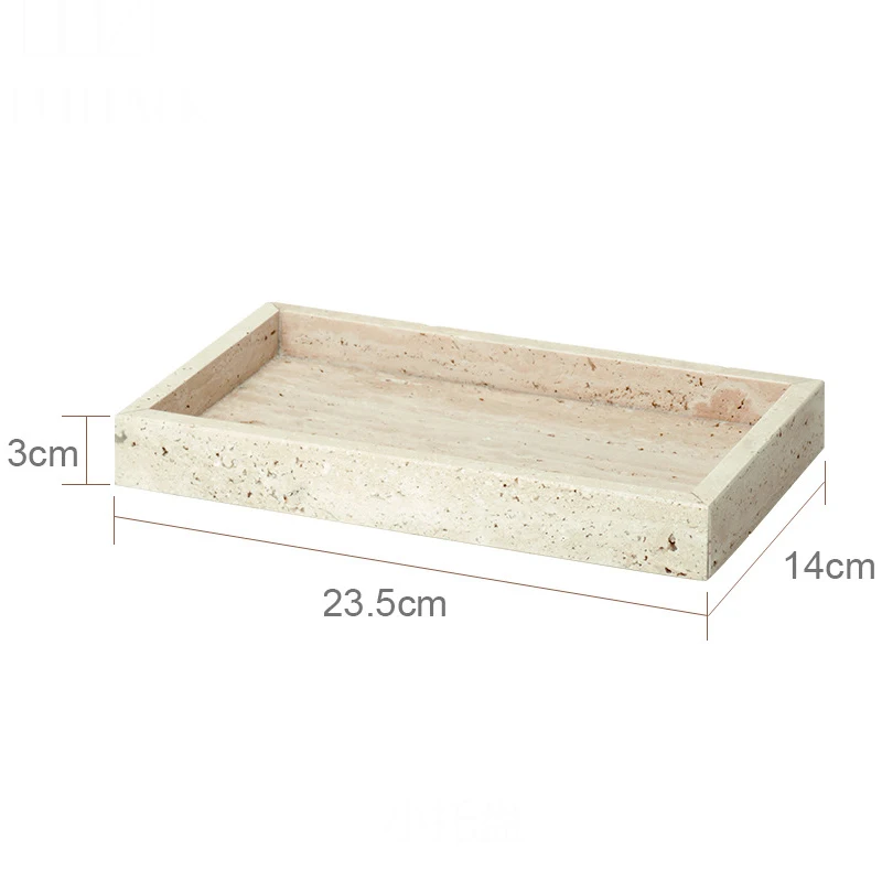 Beige Travertijn Badkamerset Natuurlijke Marmeren Zeepdispenser Rietverspreider Tissue Box Lade Badkameraccessoires - afbeelding 1