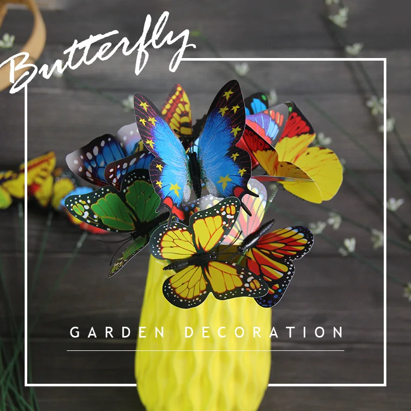 10 Bunch of Butterflies Garden Yard Planter Colorful Whimsical Butterfly Stakes Decoracion Outdoor Decor  Gardening Decoration